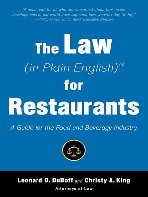 cover image of The Law (in Plain English) for Restaurants